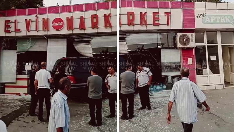 Qəbələdə avtomobil mağazaya “girdi” - FOTO