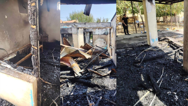 Qaxda kafe kül oldu - FOTO