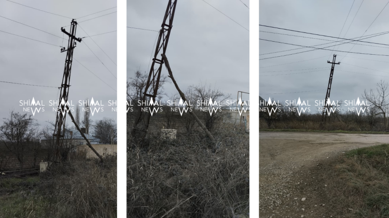 Xaçmazda yüksək gərginlik dirəyi baş əyib - FOTO