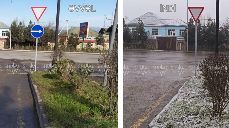 Qubada yol nişanı ləğv edilib - FOTO