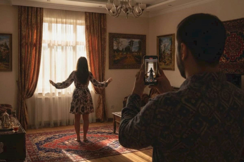 Rəqs edən arvadını videoya çəkdi, sonra da döydü