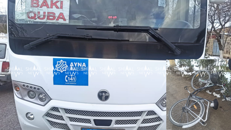 Quba-Bakı avtobusu velosipedçini vurdu - FOTO