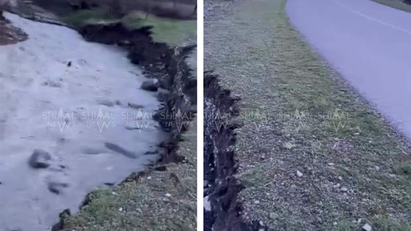 Qubada təhlükə yolun bir addımlığında - VİDEO