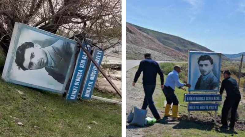 Xızıda Müşfiqin xatirə lövhəsi əvvəlki yerinə qaytarıldı