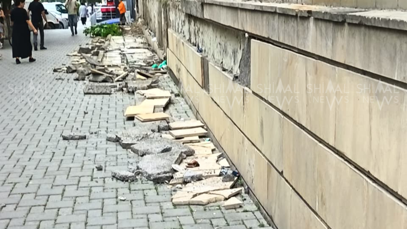 Xaçmazın mərkəzində təhlükə mənbəyi: Binanın fasadı dağılır
