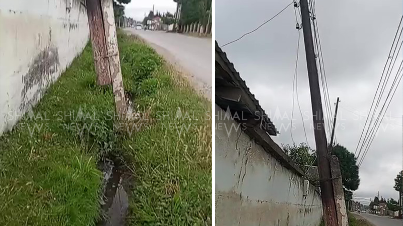 Qubada təhlükəli mənzərə: Elektrik dirəyi evin üstünə əyilib