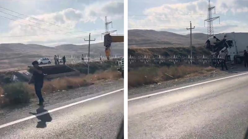 Siyəzəndə yük maşınları toqquşub, biri dərəyə aşıb