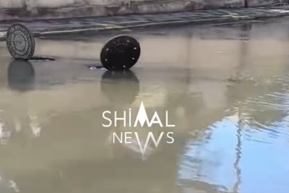 Xaçmazda məktəbin qarşısı gölə döndü