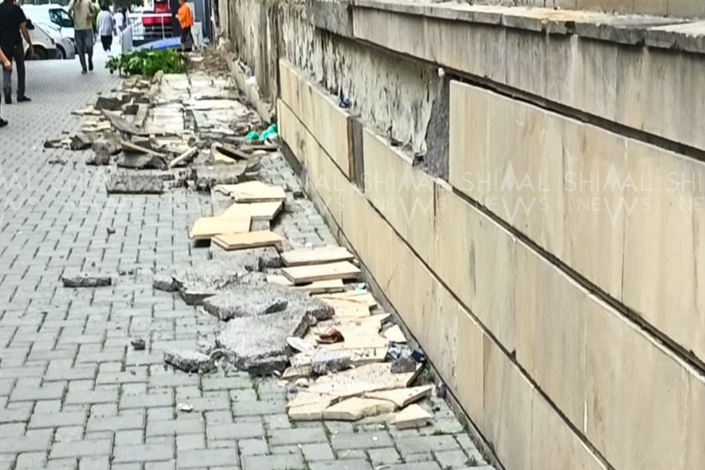 Xaçmazın mərkəzində təhlükə mənbəyi: Binanın fasadı dağılır