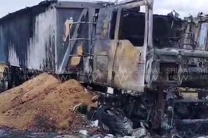 Oğuzda buğda daşıyan "TIR" kül oldu