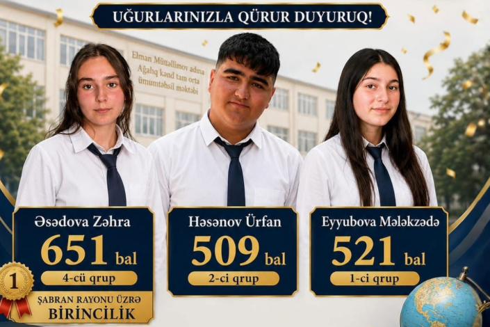 Şabranda məzunlar qəbul imtahanında fərqləndilər