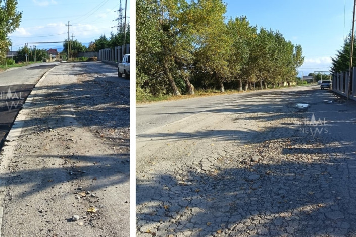 Qubada yola yamaq vurdular, amma dağılan hissə təmirsiz qaldı