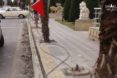 Xaçmazda səkilərin təmir-bərpa işləri görülür
