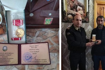 Qusarda şəhidin medalı atasına təqdim edilib