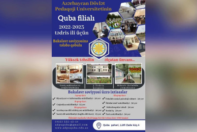 ADPU-nun Quba filialı: 300-dən çox vakant yer abituriyentlərin seçiminə verilir