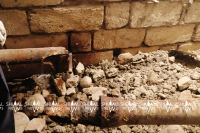 Quba: su içində olan binanın zirzəmisi təmir edilir