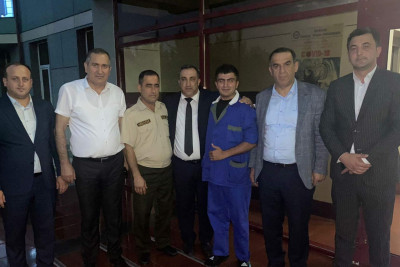Quba: təxribat nəticəsində yaralanan hərbçi ziyarət edilib