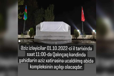 İsmayıllı: Qalınçaqda şəhidlərin xatirə kompleksi açılacaq