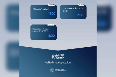 Qusar GİKM: gənclər üçün həftəlik fəaliyyət planı hazırlanıb