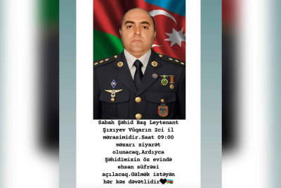 İsmayıllı: şəhid - baş leytenant Vüqar Şıxıyevin il mərasimi keçiriləcək