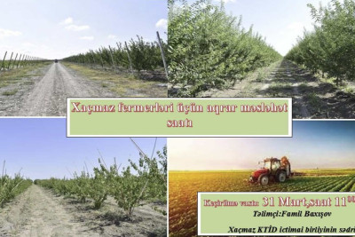 Xaçmazda aqroməsləhətlərə ehtiyacı olan fermerlərlə görüş keçiriləcək