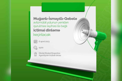 Muğanlı-İsmayıllı-Qəbələ avtomobil yolu ilə bağlı ictimaiyyət dinləniləcək