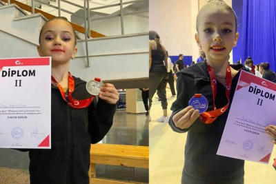 Qusarlı qızlar gimnastika üzrə yarışda gümüş medal qazanıblar