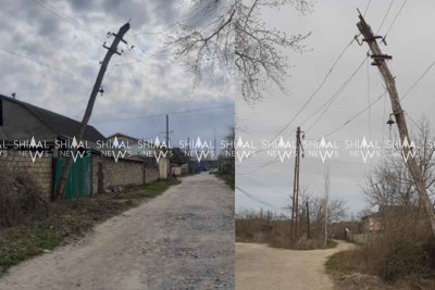 Xaçmaz: qəzalı vəziyyətdə olan işıq dirəyi sakinləri narahat edir