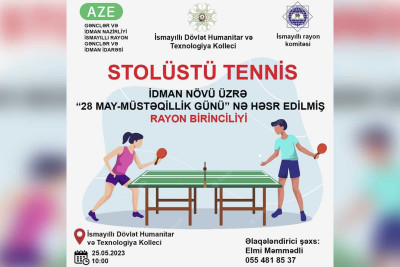 İsmayıllı: stolüstü tennis üzrə birincilik keçiriləcək