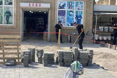Xaçmaz: N.Nərimanov küçəsində səkilər yenilənir