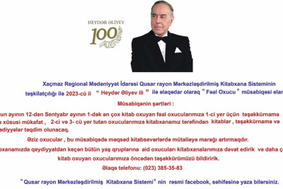 Qusar: “Fəal oxucu” müsabiqəsi keçirilir