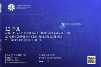 İsmayıllı: Mübariz Qurbanlı vətəndaşları qəbul edəcək