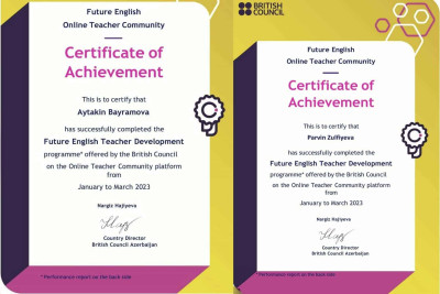 İsmayıllı: 2 müəllim "Nailiyyət sertifikatı" ilə mükafatlandı