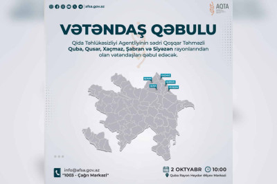 Şimal: AQTA-nın sədri səyyar qəbul keçirəcək