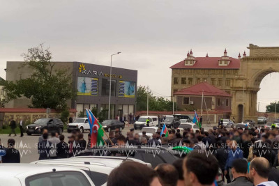 Quba sakinləri şəhid nəşini qarşılayırlar