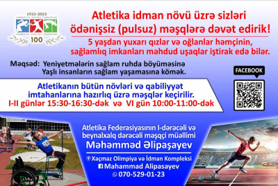 Xaçmazda ödənişsiz atletika dərsləri keçirilir