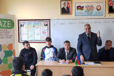 Xaçmazda idmançılar şagirdlərlə görüşüblər