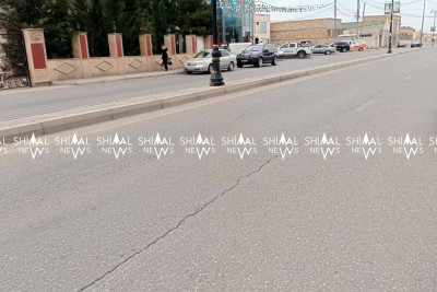 Quba şəhərində asfalt çöküb