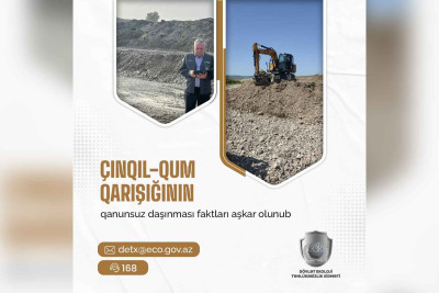 Qubada çınqıl-qumun qanunsuz hasilatı aparılıb