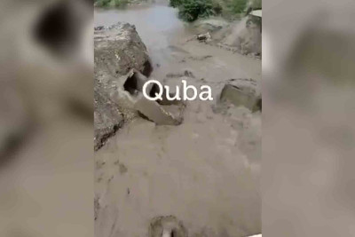 Qubada sel yolu dağıdıb - VİDEO