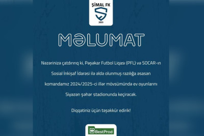 “Şimal” FK rəqiblərini Siyəzəndə qəbul edəcək