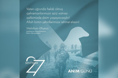 Mehriban Əliyeva 27 Sentyabr - Anım Günü ilə əlaqədar paylaşım edib - VIDEO