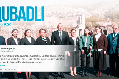 Prezident Qubadlının azad olunmasının 4 illiyi ilə bağlı paylaşım edib