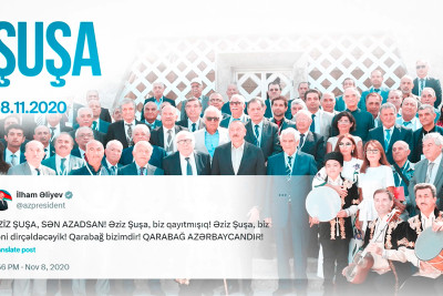 Prezident İlham Əliyevin Şuşa ilə bağlı paylaşımı