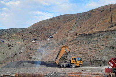 Quba-Xınalıq yolunda selin izləri silinir - FOTOLAR