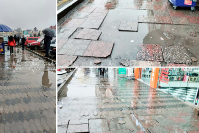 Qubanın keçilməz səddə çevrilən səkiləri - FOTO