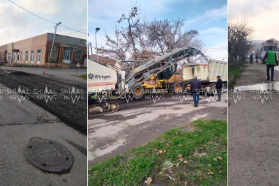 Qubada asfaltlama işləri aparılır - FOTO