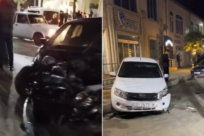 Xaçmazda zəncirvari qəza - VİDEO