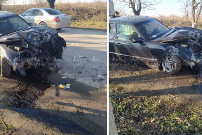 Qubada minik avtomobili ağaclara çırpıldı - FOTO