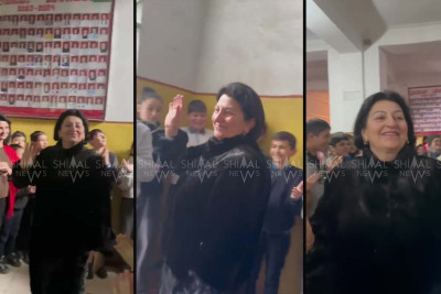 Xudatda müəllim doğma məktəbdən alqışlarla yola salındı - VİDEO